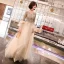 Élégant Champagne Robe De Soirée 2019 Princesse V-Cou Manches de cloche Appliques En Dentelle Perlage Glitter Longue Volants Robe De Ceremonie