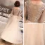 Élégant Champagne Robe De Soirée 2019 Princesse V-Cou Manches de cloche Appliques En Dentelle Perlage Glitter Longue Volants Robe De Ceremonie
