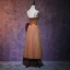 Chic / Belle Marron Robe De Bal 2019 Princesse Bretelles Spaghetti Sans Manches Ceinture Thé Longueur Volants Dos Nu Robe De Ceremonie
