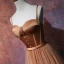 Chic / Belle Marron Robe De Bal 2019 Princesse Bretelles Spaghetti Sans Manches Ceinture Thé Longueur Volants Dos Nu Robe De Ceremonie