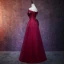Chic Bordeaux Robe De Soirée 2019 Princesse De l'épaule Manches Courtes Perlage Gland Appliques En Dentelle Longue Volants Dos Nu Robe De Ceremonie