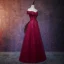 Chic Bordeaux Robe De Soirée 2019 Princesse De l'épaule Manches Courtes Perlage Gland Appliques En Dentelle Longue Volants Dos Nu Robe De Ceremonie