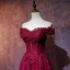 Chic Bordeaux Robe De Soirée 2019 Princesse De l'épaule Manches Courtes Perlage Gland Appliques En Dentelle Longue Volants Dos Nu Robe De Ceremonie