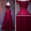 Chic Bordeaux Robe De Soirée 2019 Princesse De l'épaule Manches Courtes Perlage Gland Appliques En Dentelle Longue Volants Dos Nu Robe De Ceremonie