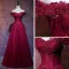 Chic Bordeaux Robe De Soirée 2019 Princesse De l'épaule Manches Courtes Perlage Gland Appliques En Dentelle Longue Volants Dos Nu Robe De Ceremonie