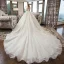 Romantique Champagne Transparentes Robe De Mariée 2019 Robe Boule Encolure Carrée 3/4 Manches Dos Nu Étoile Appliques En Dentelle Cathedral Train Volants