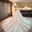 Elegante Ivory / Creme Durchsichtige Brautkleider / Hochzeitskleider 2019 A Linie Rundhalsausschnitt Lange Ärmel Rückenfreies Perlenstickerei Glanz Tülle Kapelle-Schleppe Rüschen