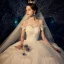 Elegant Champagne Wedding Dresses 2019 Ball Gown Off-The-Shoulder Short Sleeve Backless Appliques Lace Pearl Glitter Tulle Chapel Train Ruffle