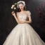 Abordable Ivoire Transparentes Robe De Mariée 2019 Robe Boule Encolure Carrée Manches Courtes Dos Nu Appliques En Dentelle Chapel Train Volants