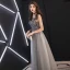 Chic Gris Robe De Soirée 2019 Princesse Col v profond Sans Manches Paillettes Perlage Longue Volants Dos Nu Robe De Ceremonie