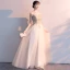 Affordable Gold Evening Dresses  2019 A-Line / Princess Off-The-Shoulder Short Sleeve Appliques Lace Rhinestone Floor-Length / Long Ruffle Backless Formal Dresses