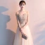 Affordable Gold Evening Dresses  2019 A-Line / Princess Off-The-Shoulder Short Sleeve Appliques Lace Rhinestone Floor-Length / Long Ruffle Backless Formal Dresses