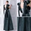 Unique Bleu D'encre Daim Robe De Soirée 2019 Princesse Encolure Dégagée Sans Manches Longue Volants Dos Nu Robe De Ceremonie