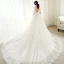 Illusion Champagne Wedding Dresses 2019 A-Line / Princess See-through Deep V-Neck Long Sleeve Backless Appliques Lace Beading Cathedral Train Ruffle