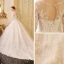 Best Ivory See-through Wedding Dresses 2019 Ball Gown Scoop Neck 3/4 Sleeve Backless Appliques Lace Glitter Cathedral Train Ruffle