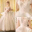 Luxury / Gorgeous Ivory Wedding Dresses 2019 Princess Off-The-Shoulder Short Sleeve Backless Appliques Lace Glitter Tulle Cathedral Train Ruffle