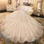 Sparkly Champagne See-through Wedding Dresses 2019 Ball Gown Scoop Neck Long Sleeve Backless Glitter Sequins Cathedral Train Ruffle