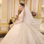 Sparkly Champagne See-through Wedding Dresses 2019 Ball Gown Scoop Neck Long Sleeve Backless Glitter Sequins Cathedral Train Ruffle