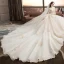 Illusion Ivoire Transparentes Robe De Mariée 2019 Princesse Encolure Carrée Manches Longues Dos Nu Appliques En Dentelle Perlage Glitter Tulle Cathedral Train Volants