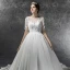Elegant Ivory Plus Size Pregnant Wedding Dresses 2019 Empire See-through Square Neckline Short Sleeve Backless Appliques Lace Beading Cathedral Train Ruffle