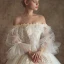 Chic Ivoire Robe De Mariée 2019 Princesse De l'épaule Gonflée 3/4 Manches Appliques En Dentelle Plumes Perle Chapel Train Volants