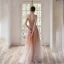 Fabuleux Champagne Dégradé De Couleur Robe De Soirée 2019 Princesse Bretelles Spaghetti Col v profond Sans Manches Glitter Tulle Perlage Longue Volants Dos Nu Robe De Ceremonie