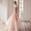 Fabuleux Champagne Dégradé De Couleur Robe De Soirée 2019 Princesse Bretelles Spaghetti Col v profond Sans Manches Glitter Tulle Perlage Longue Volants Dos Nu Robe De Ceremonie