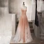 Fabuleux Champagne Dégradé De Couleur Robe De Soirée 2019 Princesse Bretelles Spaghetti Col v profond Sans Manches Glitter Tulle Perlage Longue Volants Dos Nu Robe De Ceremonie