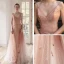 Fabuleux Champagne Dégradé De Couleur Robe De Soirée 2019 Princesse Bretelles Spaghetti Col v profond Sans Manches Glitter Tulle Perlage Longue Volants Dos Nu Robe De Ceremonie
