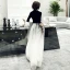 Chic / Belle Noire Daim Robe De Soirée 2019 Princesse Col v profond 1/2 Manches Ceinture Longue Volants Robe De Ceremonie