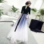 Chic / Belle Noire Daim Robe De Soirée 2019 Princesse Col v profond 1/2 Manches Ceinture Longue Volants Robe De Ceremonie