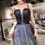 Chic / Beautiful Royal Blue Evening Dresses  2019 A-Line / Princess Spaghetti Straps Sleeveless Rhinestone Sash Glitter Tulle Floor-Length / Long Ruffle Backless Formal Dresses