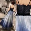 Chic / Beautiful Royal Blue Evening Dresses  2019 A-Line / Princess Spaghetti Straps Sleeveless Rhinestone Sash Glitter Tulle Floor-Length / Long Ruffle Backless Formal Dresses