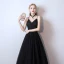 Affordable Black Prom Dresses 2019 A-Line / Princess Spaghetti Straps Sleeveless Ankle Length Ruffle Backless Formal Dresses