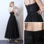 Affordable Black Prom Dresses 2019 A-Line / Princess Spaghetti Straps Sleeveless Ankle Length Ruffle Backless Formal Dresses