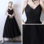 Affordable Black Prom Dresses 2019 A-Line / Princess Spaghetti Straps Sleeveless Ankle Length Ruffle Backless Formal Dresses