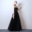 Affordable Black Prom Dresses 2019 A-Line / Princess Spaghetti Straps Sleeveless Floor-Length / Long Ruffle Backless Formal Dresses