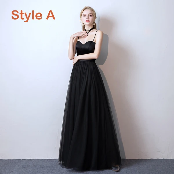 Affordable Black Prom Dresses 2019 A-Line / Princess Spaghetti Straps Sleeveless Floor-Length / Long Ruffle Backless Formal Dresses