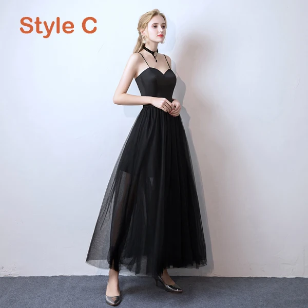Affordable Black Prom Dresses 2019 A-Line / Princess Spaghetti Straps Sleeveless Floor-Length / Long Ruffle Backless Formal Dresses