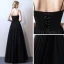 Affordable Black Prom Dresses 2019 A-Line / Princess Spaghetti Straps Sleeveless Floor-Length / Long Ruffle Backless Formal Dresses