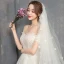 Chic / Beautiful Champagne Wedding Dresses 2019 A-Line / Princess Off-The-Shoulder Short Sleeve Backless Appliques Lace Pearl Beading Court Train Ruffle