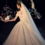 Luxury / Gorgeous Champagne Glitter Wedding Dresses 2019 Ball Gown Off-The-Shoulder Short Sleeve Backless Beading Pearl Cathedral Train Ruffle