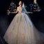 Elegant Champagne Wedding Dresses 2019 Ball Gown Off-The-Shoulder Long Sleeve Backless Glitter Tulle Appliques Lace Beading Cathedral Train Ruffle