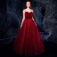 Luxury / Gorgeous Burgundy Prom Dresses 2019 A-Line / Princess Spaghetti Straps Sleeveless Glitter Tulle Floor-Length / Long Ruffle Backless Formal Dresses