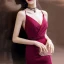 Sexy Bordeaux Robe De Soirée 2019 Trompette / Sirène Bretelles Spaghetti Sans Manches Perlage Ceinture Tribunal Train Volants Dos Nu Robe De Ceremonie