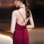 Sexy Bordeaux Robe De Soirée 2019 Trompette / Sirène Bretelles Spaghetti Sans Manches Perlage Ceinture Tribunal Train Volants Dos Nu Robe De Ceremonie