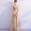 Chic / Beautiful Gold Evening Dresses  2019 A-Line / Princess Scoop Neck Sleeveless Glitter Tulle Appliques Lace Floor-Length / Long Ruffle Formal Dresses