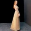 Chic / Beautiful Gold Evening Dresses  2019 A-Line / Princess Scoop Neck Sleeveless Glitter Tulle Appliques Lace Floor-Length / Long Ruffle Formal Dresses
