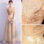 Chic / Beautiful Gold Evening Dresses  2019 A-Line / Princess Scoop Neck Sleeveless Glitter Tulle Appliques Lace Floor-Length / Long Ruffle Formal Dresses