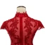 Style Chinois Rouge Transparentes Robe De Soirée 2019 Trompette / Sirène Col Haut Mancherons Appliques En Dentelle Paillettes Tribunal Train Volants Robe De Ceremonie